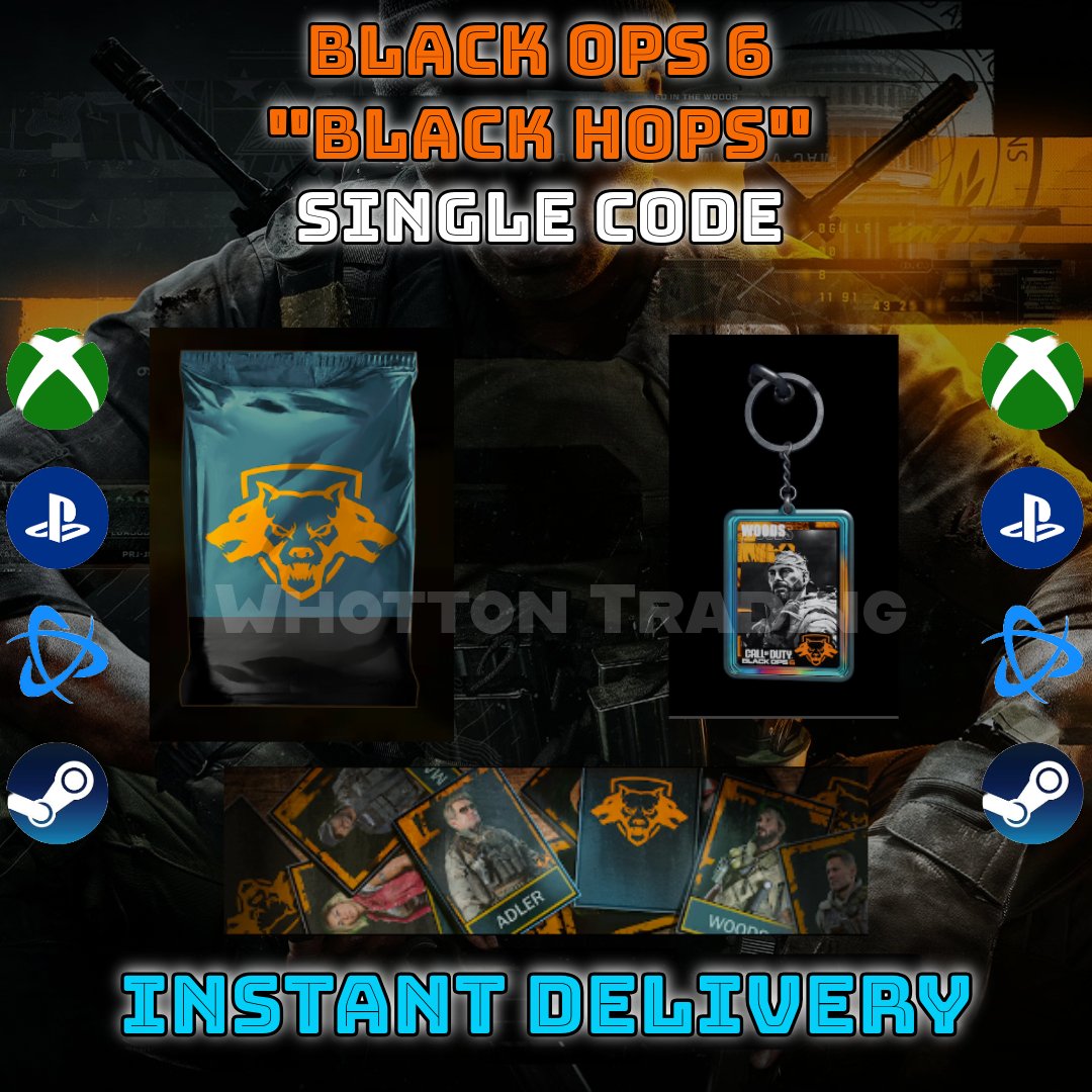 Call of Duty Black Ops 6 - &quot;Black Hops&quot; TCG Set - 3 In - Game Items - WHOTTON TRADING