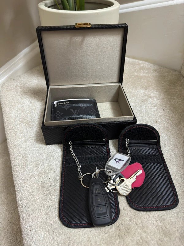 Faraday Box for Car Keys &amp; 2 Pack Faraday Pouch, Keyless Car Key Signal Blocking Box.