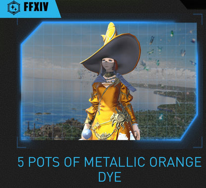 Final Fantasy 14 FFXIV x MTN DEW - 5 Pots of Metallic Orange Dye.